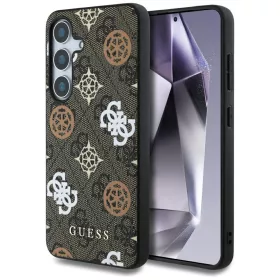   Guess 4G Printed Colored Peony Pattern Samsung Galaxy S25 MagSafe kemény hátlap tok, barna