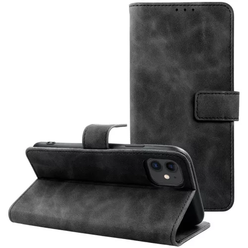 Tender Book Samsung Galaxy A26 flip/oldalra nyíló műbőr tok kártyatartó résszel, fekete