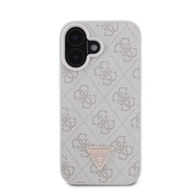   Guess PU 4G Strass Triangle Metal Logo Apple iPhone 17e / iPhone 16e hátlap tok, rózsaszín