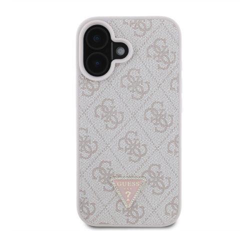 Guess PU 4G Strass Triangle Metal Logo Apple iPhone 17e / iPhone 16e hátlap tok, rózsaszín