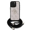 Guess PU 4G Metal Logo Crossbody Strap iPhone 16 Pro Max hátlap tok, rózsaszín