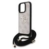 Guess PU 4G Metal Logo Crossbody Strap iPhone 16 Pro Max hátlap tok, rózsaszín