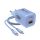 Forcell F-Energy Crystal Color GaN III VT-41 USB-C-USB-A hálózati töltő adapter szilikon kábellel, 33W, kék