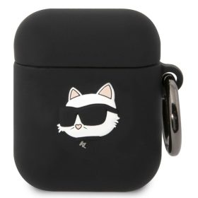   Karl Lagerfeld 3D Logo NFT Choupette Head Apple AirPods 1/2 szilikon tok, fekete