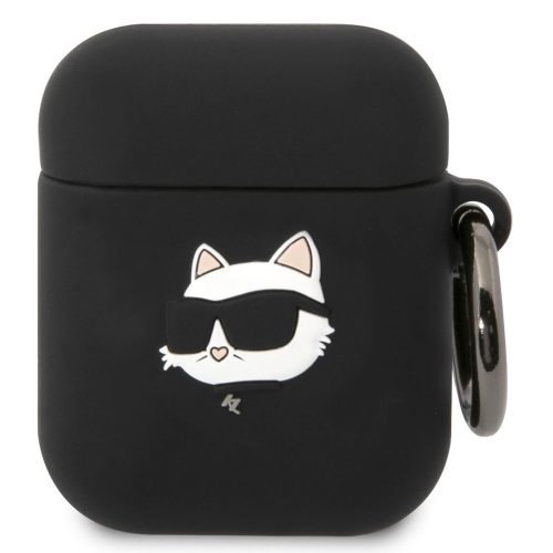 Karl Lagerfeld 3D Logo NFT Choupette Head Apple AirPods 1/2 szilikon tok, fekete