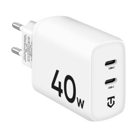   Tactical Base Plug Dual gyorstöltő adapter 2xUSB-C, 40W,fehér