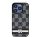 DKNY PU Leather Checkered Pattern and Stripe iPhone 14 Pro Max hátlap tok, fekete