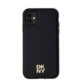   DKNY PU Leather Repeat Pattern Stack Logo Apple iPhone 11 Magsafe kompatibilis hátlap tok, fekete