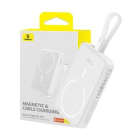   Baseus Magnetic Mini Powerbank, 10000mAh, Lightning, 20W, MagSafe, fehér