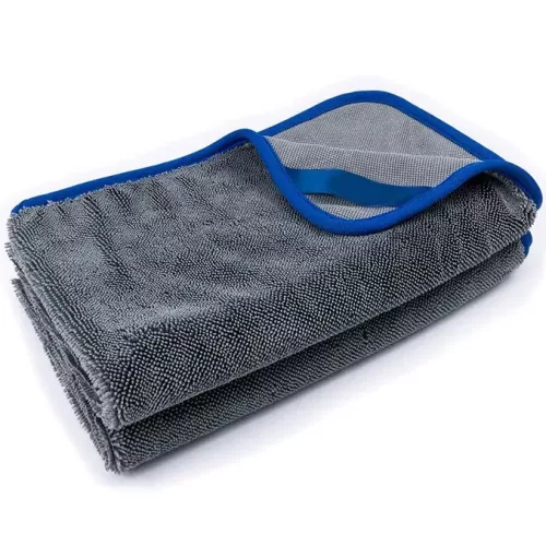 Egyoldalas mikroszálas autó tisztító, szárító törölköző, 60 x 90 cm, 700 g / nm, Wooze Car Towel, szürke/kék