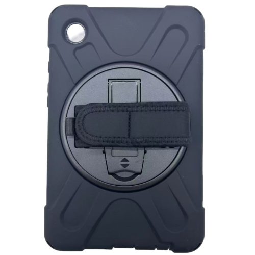 Samsung Galaxy A9 tablet műanyag tok kitámasztóval, kézpánttal, fekete