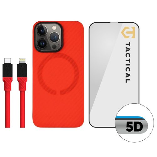 Tactical MagForce Aramid Limited Edition Apple iPhone 13 Pro tok / üvegfólia / töltőkábel szett, piros