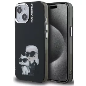   Karl Lagerfeld IML Aquarelle Karl and Choupette iPhone 15 hátlap tok, fekete