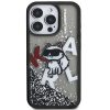 Karl Lagerfeld Liquid Glitter Scattered Choupette iPhone 16 Pro Max hátlap tok, fekete