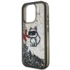 Karl Lagerfeld Liquid Glitter Scattered Choupette iPhone 16 Pro Max hátlap tok, fekete