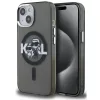 Karl Lagerfeld IML Glitter Karl and Choupette Sketch iPhone 15 MagSafe kompatibilis hátlap tok, fekete
