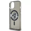Karl Lagerfeld IML Glitter Karl and Choupette Sketch iPhone 15 MagSafe kompatibilis hátlap tok, fekete