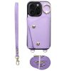 Wonder iPhone 17e / iPhone 16e kártyatartós tok gyűrűs kitámasztóval, csuklóra / vállra akasztható pánttal, lila