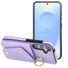 Wonder Samsung Galaxy A35 5G kártyatartós tok gyűrűs kitámasztóval, csuklóra / vállra akasztható pánttal, lila
