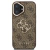 Guess PU 4G Metal Logo Apple iPhone 16 hátlap tok kitámasztható kamera peremmel, barna-arany