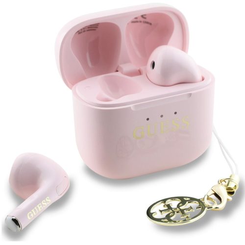 Guess Classic Logo Charm TWS vezeték nélküli fülhallgató, rózsaszín