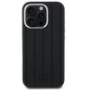 Mercedes Liquid Silicon Stripes Pattern Apple iPhone 16 Pro MagSafe kompatibilis tok kameravédő peremmel, fekete-ezüst