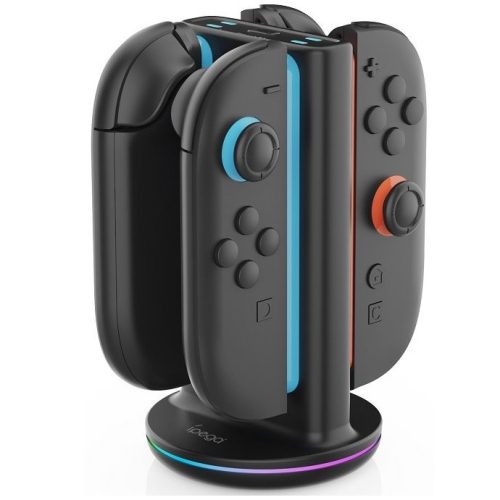 iPega SW2051 Nintendo Switch 2 Joycon kontroller töltő dokkoló állvány RGB világítással, fekete