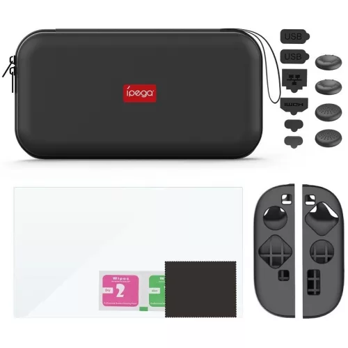 iPega SW2194P Nintendo Switch 2 kompatibilis Slim szett, védőtok, kijelző védő üvegfólia, védőburkolatok, fekete