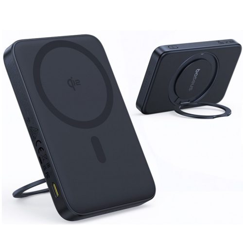 Baseus PicoGo Powerbank / külső akkumulátor kitámasztóval, USB-C port, PD + FQI, 5000mAh, 20W, fekete
