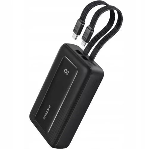 Anker PowerCore Powerbank / külső akkumulátor, USB-C-USB-A-Lightning port, QC + PD, 10000mAh, 30W, fekete