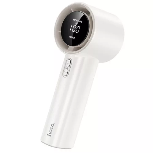 Hoco HX64 hordozható kézi ventilátor, 3600mAh akkumulátorral, LED kijelzővel, 5 fokozattal, fehér