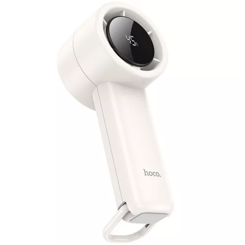Hoco HX63 hordozható kézi ventilátor, 2000mAh akkumulátorral, LED kijelzővel, 5 fokozattal, fehér