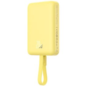   Baseus Magnetic Mini Powerbank / külső akkumulátor, USB-C port, 10000mAh, 20W, sárga