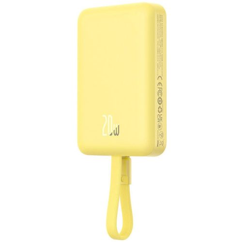 Baseus Magnetic Mini Powerbank / külső akkumulátor, USB-C port, 10000mAh, 20W, sárga
