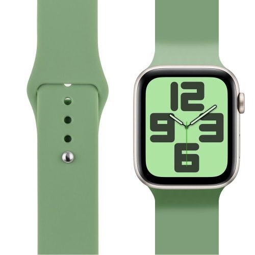 OBAL:ME Apple Watch 42/44/45/49mm szilikon szíj, M-L, zöld