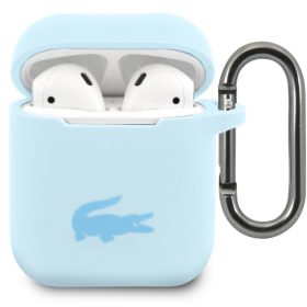   Lacoste Liquid Silicone Glossy Printing Logo AirPods 1/2 szilikon tok karabinerrel, kék
