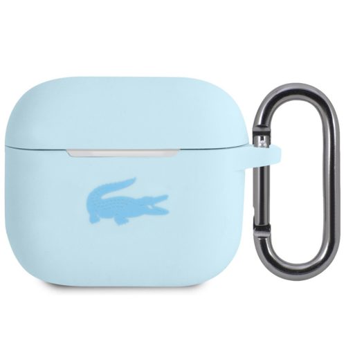 Lacoste Liquid Silicone Glossy Printing Logo AirPods 3 szilikon tok karabinerrel, kék