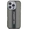 Karl Lagerfeld IML Stripe Logo iPhone 16 Pro tok kameravédő peremmel, fekete