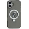 Karl Lagerfeld Ringstand Karl and Choupette iPhone 16 MagSafe tok kitámasztóval, fekete