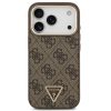 Guess PU Leather 4G Triangle Logo Gold Frame Apple iPhone 17 Pro MagSafe hátlap tok, barna