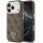 Guess PU Leather 4G Triangle Logo Gold Frame Apple iPhone 17 Pro Max MagSafe hátlap tok, barna