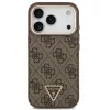 Guess PU Leather 4G Triangle Logo Gold Frame Apple iPhone 17 Pro Max MagSafe hátlap tok, barna