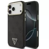 Guess PU Leather 4G Triangle Logo Gold Frame Apple iPhone 17 Pro Max MagSafe hátlap tok, fekete