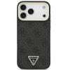 Guess PU Leather 4G Triangle Logo Gold Frame Apple iPhone 17 Pro MagSafe hátlap tok, fekete