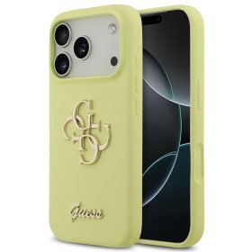   Guess Liquid Silicone 4G Metal Logo Apple iPhone 17 Pro Max hátlap tok, sárga