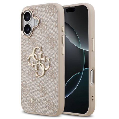 Guess PU Leather 4G Metal Logo Gold Frame Apple iPhone 17 MagSafe hátlap tok, rózsaszín