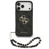 Guess PU 4G Metal Logo Strap Apple iPhone 17 Pro hátlap tok karpánttal, fekete