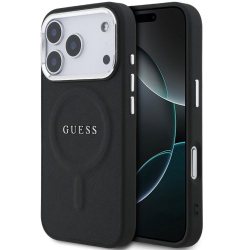 Guess PU Saffiano Apple iPhone 17 Pro MagSafe hátlap tok, fekete