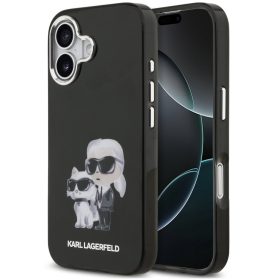   Karl Lagerfeld IML Aquarelle Karl and Choupette Apple iPhone 17 hátlap tok, fekete