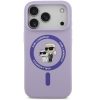 Karl Lagerfeld Liquid Silicone Karl and Choupette MagSafe iPhone 17 Pro Max hátlap tok, lila